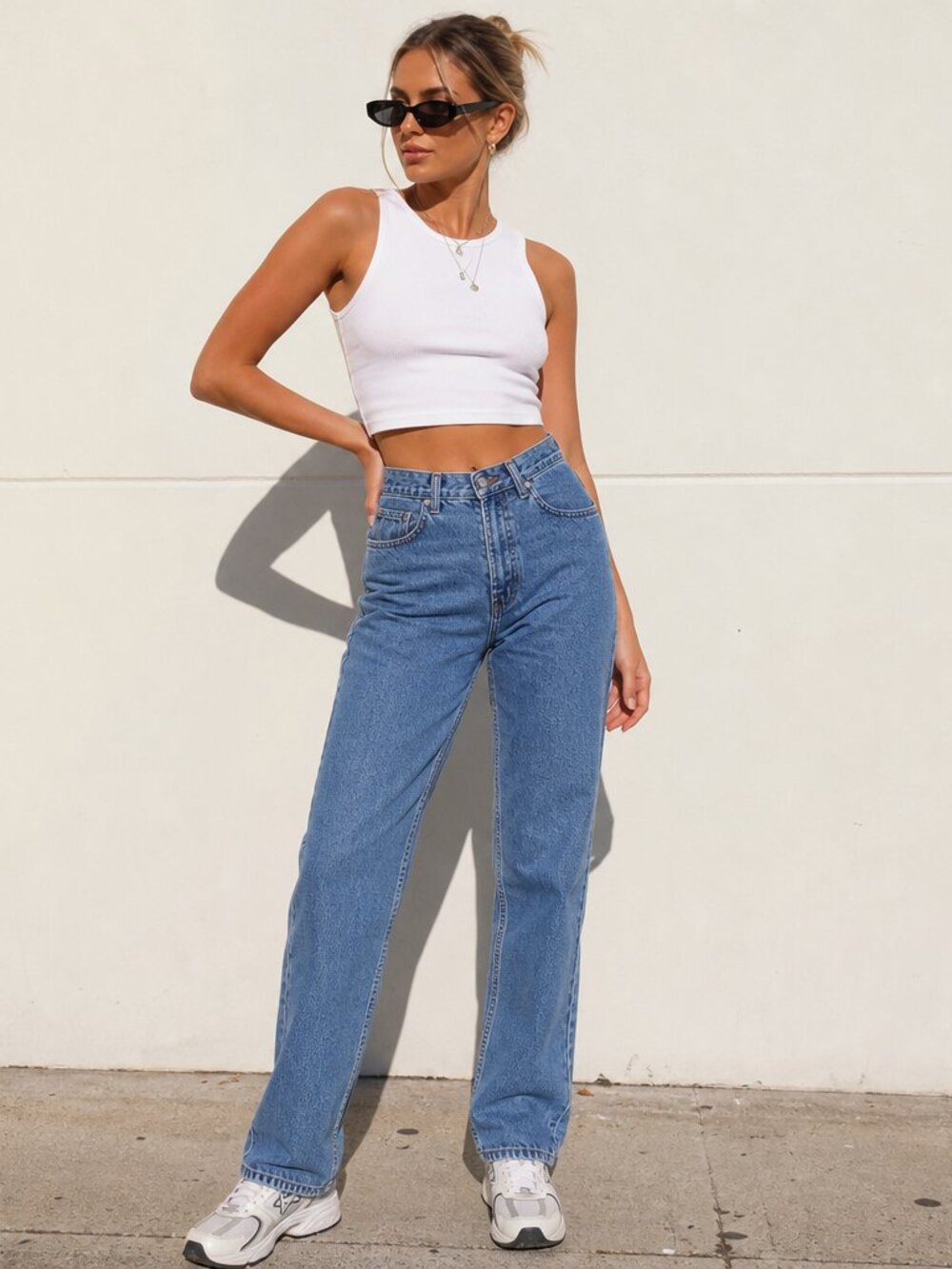Vintage 100% Cotton High Waisted TALL Jeans